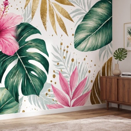 Papier peint tropical rose et or | L’Atelier des Princesses