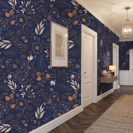 papier-peint-floral-bleu-nuit