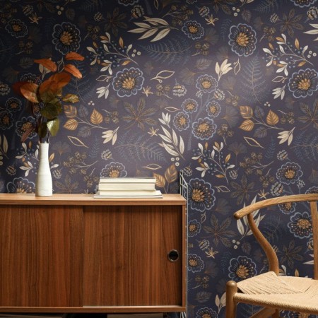 papier-peint-floral-bleu-nuit