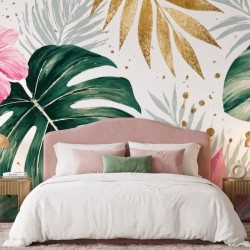 Papier peint tropical rose et or | L’Atelier des Princesses