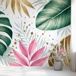 Papier peint tropical rose et or | L’Atelier des Princesses