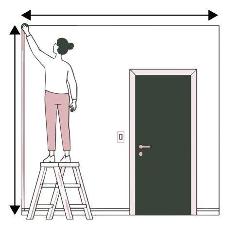 Mesurer un mur avec une porte avant de commander un papier peint panoramique