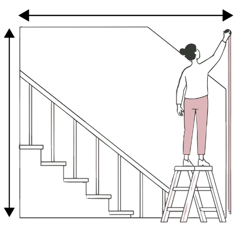 Mesurer un mur d’escalier pour commander un papier peint panoramique sur mesure